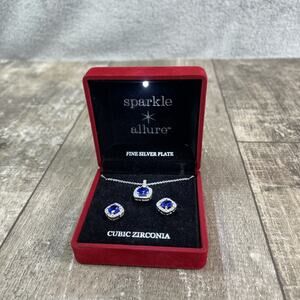 Sparkle Allure fine silver plate cubic zirconia necklace & earring set